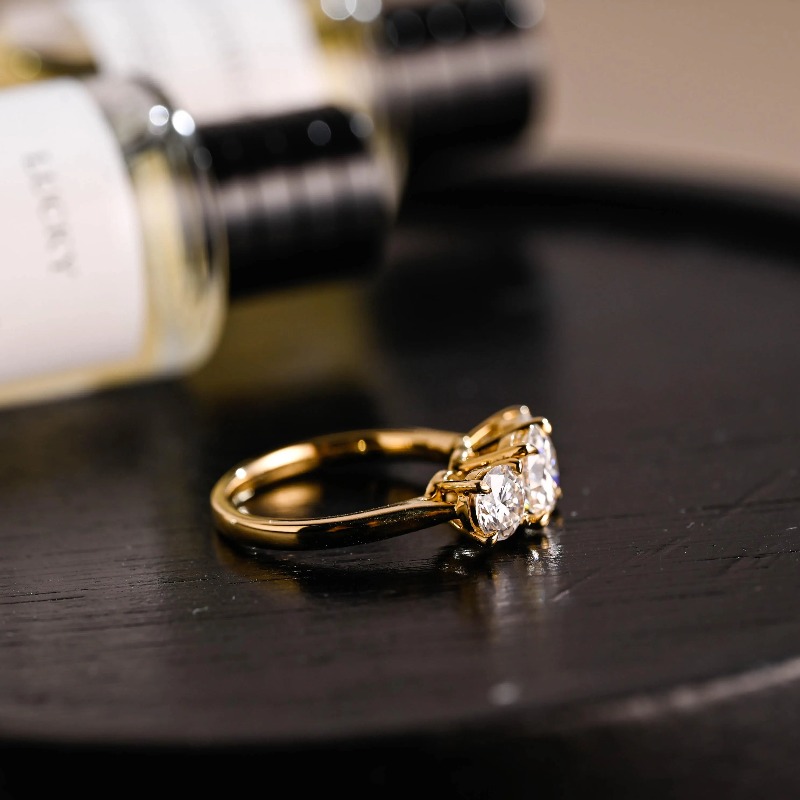 Stylish 925 Silver Moissanite Three Stone Ring, Birthday Gift